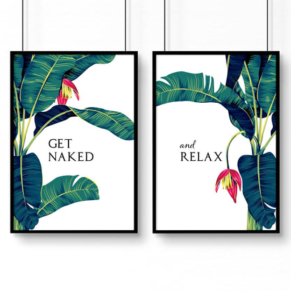 Tropical Wall Art for Bathroom | Set of 2 Botanical Prints