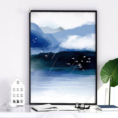 Blue Quiet | Set of 3 Japanese Landscape Wall Art Prints for the Office